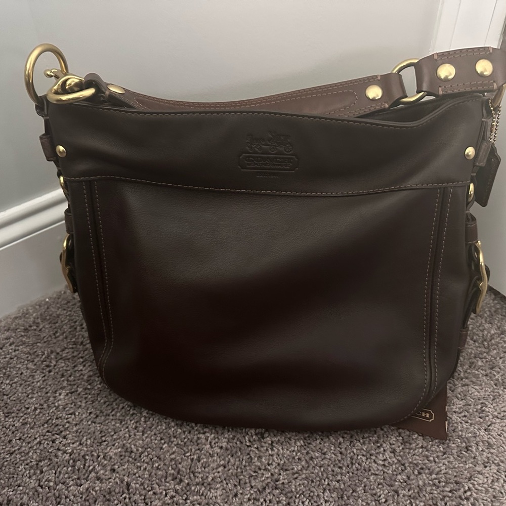 Coach Carly Brown Leather Shoulder Bag VINTAGE with Slouchy Silhouette